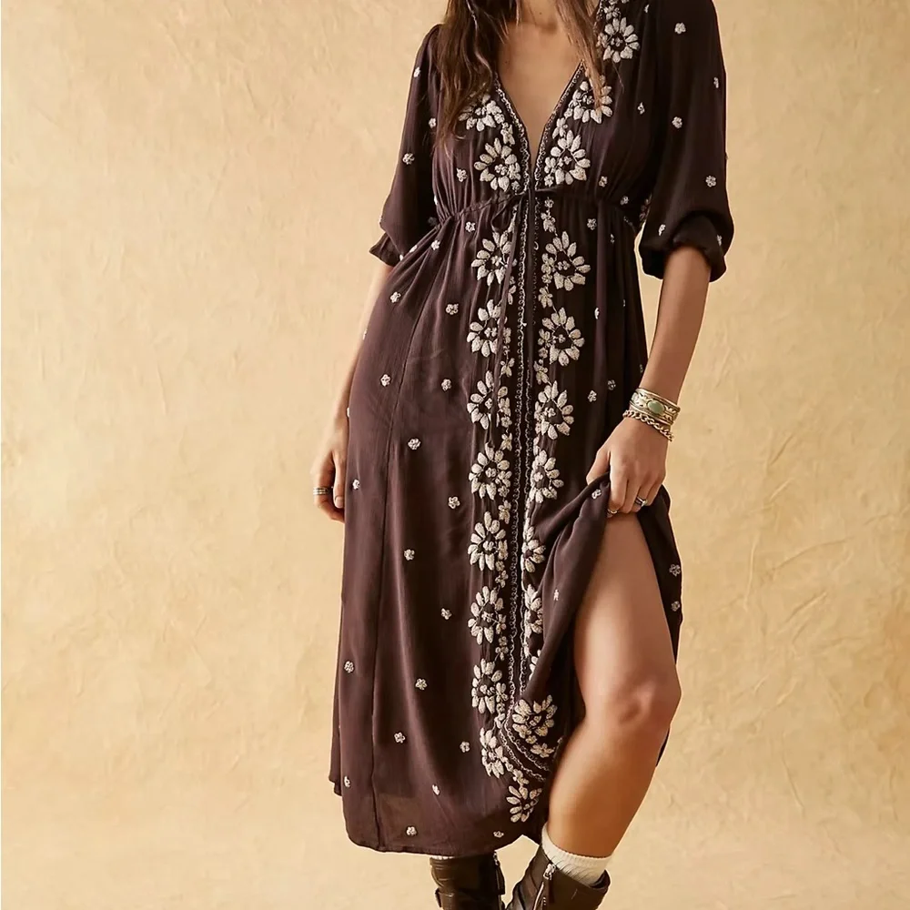 Free People Embroidered Fable Midi Dress - Picture 4 of 4